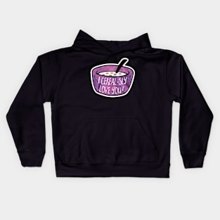 I CEREALsly love you - funny Valentine's Day pun Kids Hoodie